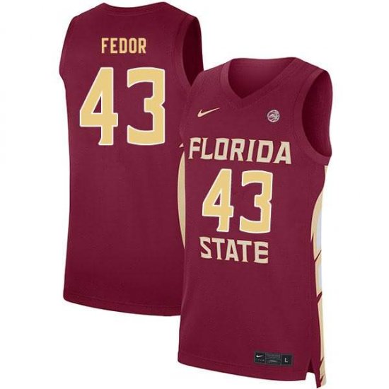 FSU Seminoles Dave Fedor #43 Men Stitched Basketball Jersey - Garnet 20Ffk540