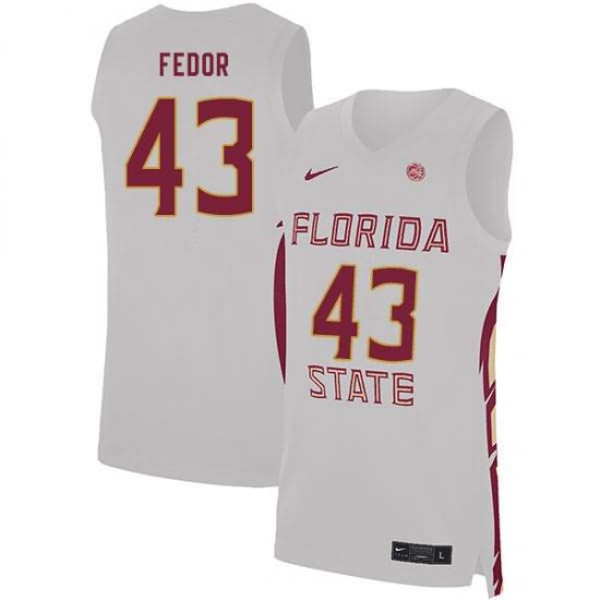 FSU Seminoles Dave Fedor #43 Men Stitched Basketball Jersey - White 1EouE361