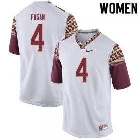 FSU Seminoles Cyrus Fagan #4 Women Stitched Football Jersey - White 30024646