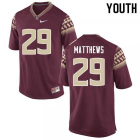 FSU Seminoles D.J. Matthews #29 Youth Stitched Football Jersey - Garnet 765qe099