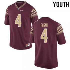 FSU Seminoles Cyrus Fagan #4 Youth Stitched Football Jersey - Garnet 368O0383