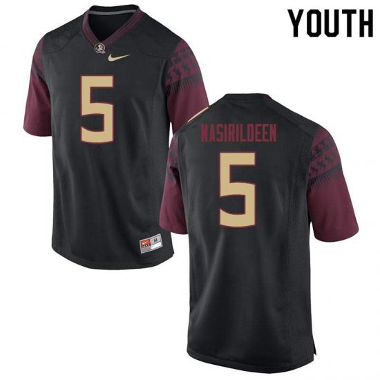 FSU Seminoles Hamsah Nasirildeen #5 Youth Stitched Football Jersey - Black 0n7k4115