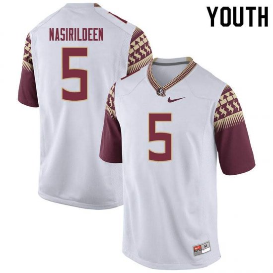 FSU Seminoles Hamsah Nasirildeen #5 Youth Stitched Football Jersey - White 510rK171