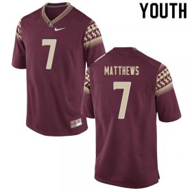 FSU Seminoles D.J. Matthews #7 Youth Stitched Football Jersey - Garnet fI13p163