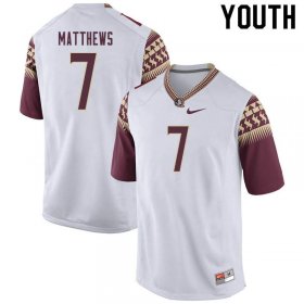 FSU Seminoles D.J. Matthews #7 Youth Stitched Football Jersey - White Hhi65262