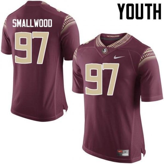 FSU Seminoles Isaiah Smallwood #97 Youth Stitched Football Jersey - Garnet 658p7856